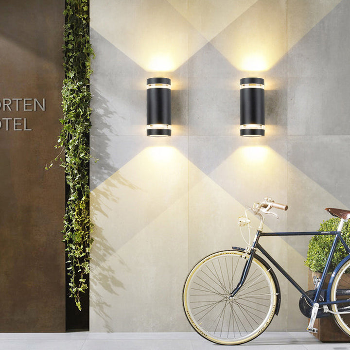 Contemporary Industrial Waterproof Aluminum Cylinder LED Up And Down Luminous Spotlight Wall Sconce Lamp For Outdoor Patio | Kalsten