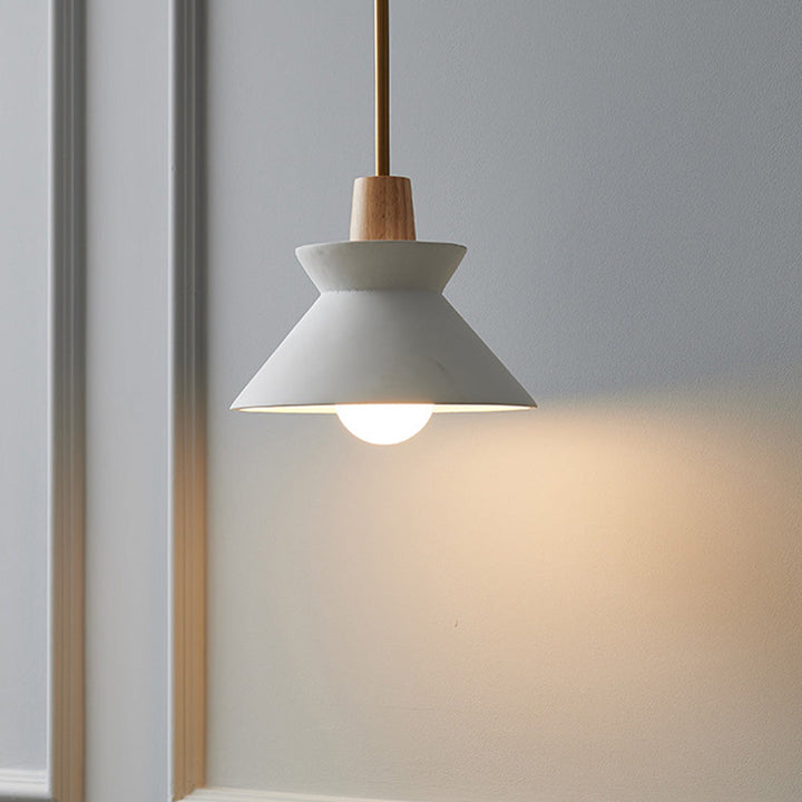 Modern White Concrete Cone Pendant Light | Kalsten