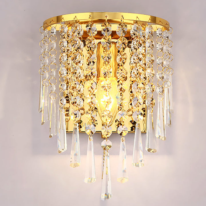 Luxury Octagonal Pearl Crystal Wall Lamp – Living Room