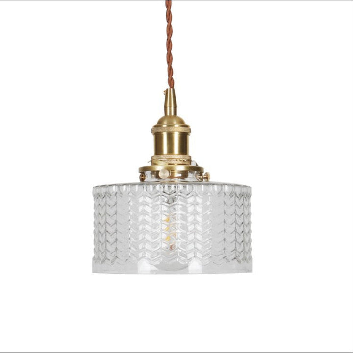 Pendant Light Glass Copper 6 in Clear Modern Hallway Living Room Bedroom LED Incandescent Fluorescent Hardwired Fixture | Kalsten