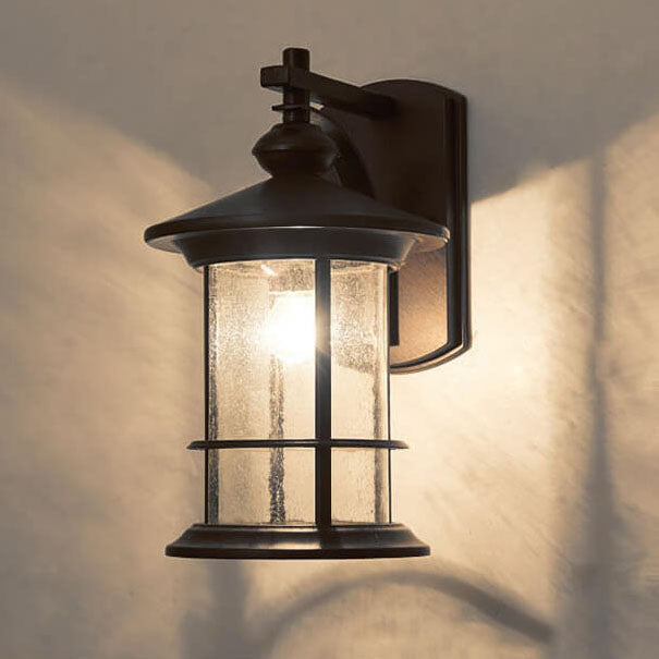 Industrial Vintage Bubble Glass Column 1-Light Outdoor Waterproof Wall Sconce Lamp | Kalsten