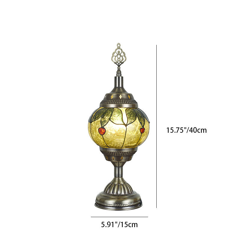 Traditional Tiffany romantic oval iron enameled 1-light table lamp for the bedroom | Kalsten