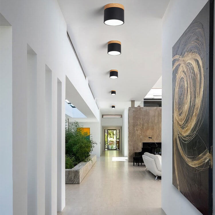 Flush Mount Ceiling Light Iron Solid Wood PVC 3.94 in Modern Hallway Living Room Bedroom 7W 700lm LED Adjustable Color Temperature White Black Pink Blue Green Gray Gold | Kalsten
