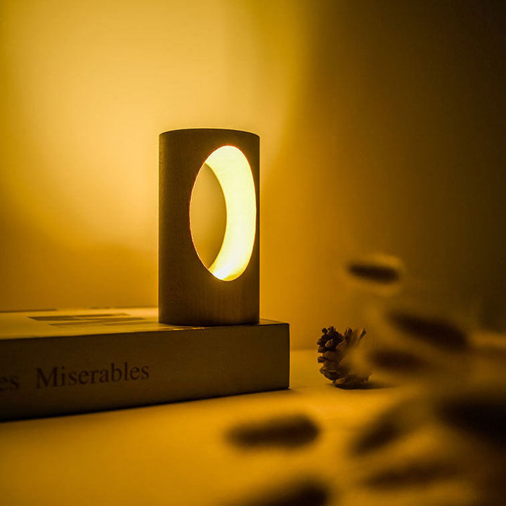 Japanese solid wood rectangular column LED night lamp USB table lamp | Kalsten