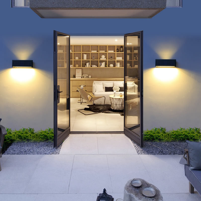 Outdoor Solar Waterproof Rectangular Slant LED Patio Wall Sconce Lamp | Kalsten