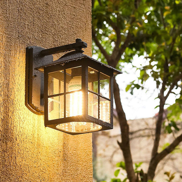 Modern Simplicity Waterproof Aluminum Square Glass Shade 1-Light Wall Sconce Lamp For Outdoor Patio | Kalsten