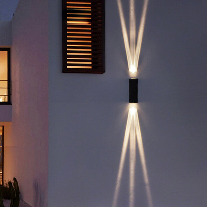 Modern Aluminum Lens Outdoor Patio Double-headed LED Wall Sconce Lamp | Kalsten