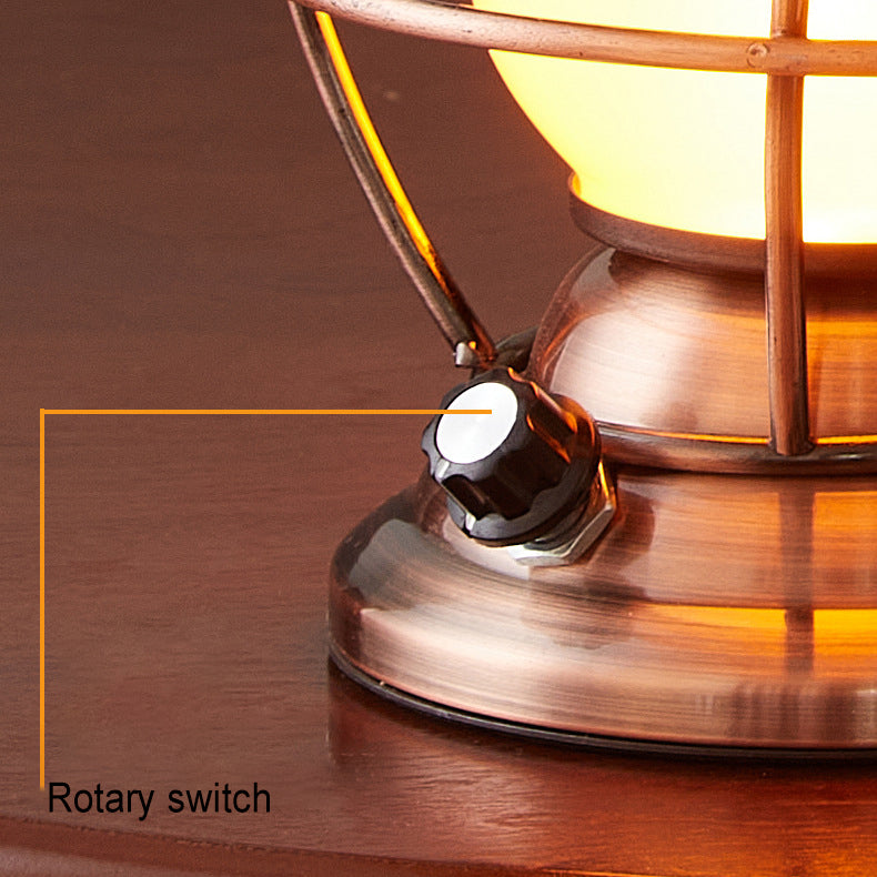 Traditional Farmhouse Waterproof Rechargeable Iron Acrylic Cylinder LED Table Lamp For Entertainment Room | Kalsten