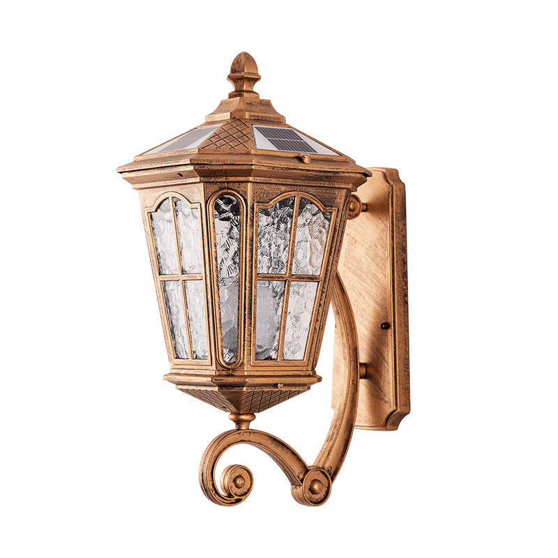 European Solar Outdoor Lantern Aluminum Glass Waterproof 1-Light Wall Sconce Lamp | Kalsten