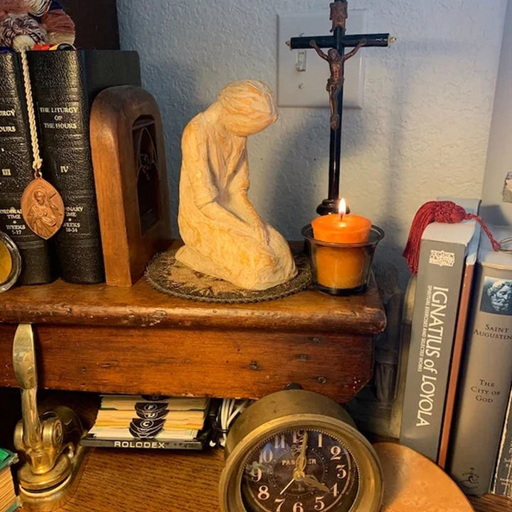 Kalsten | Sweet Hour of Prayer, beautiful hand-cast inspiring sculpture of a praying woman