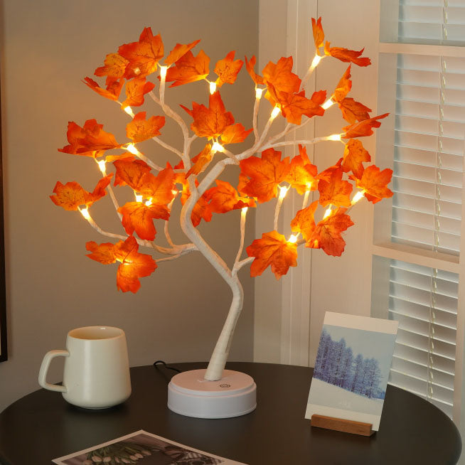Contemporary Creative Christmas Plastic Maple Leaf Tree Lights LED Decorative Table Lamp For Bedroom | Kalsten