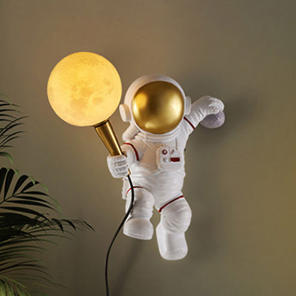 Skanto | Modern Creative Cartoon Astronaut Resin ABS 1-Light Wall Lamp for Bedroom