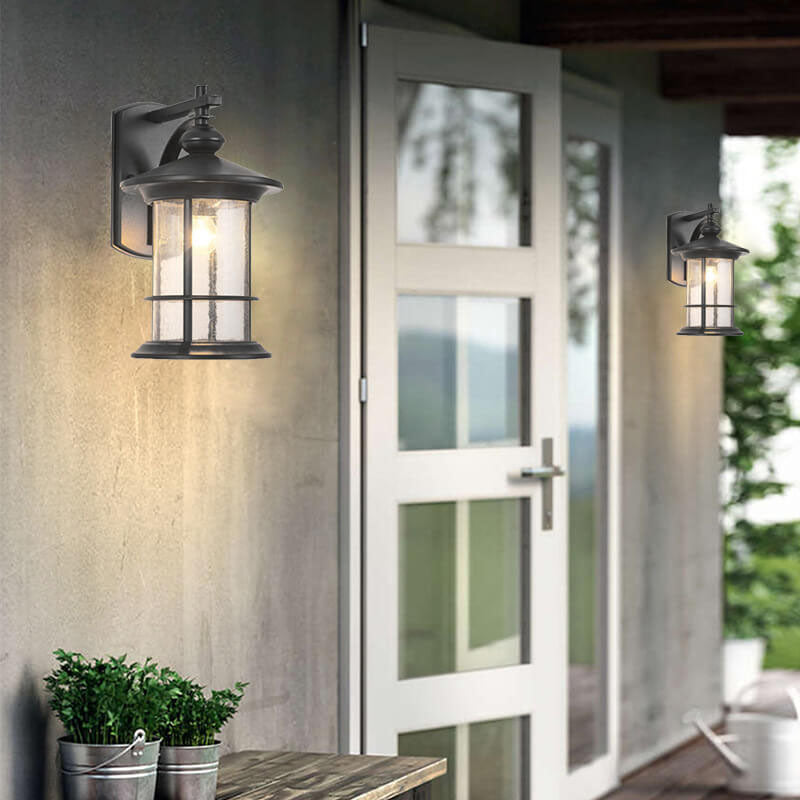 Industrial Vintage Bubble Glass Column 1-Light Outdoor Waterproof Wall Sconce Lamp | Kalsten
