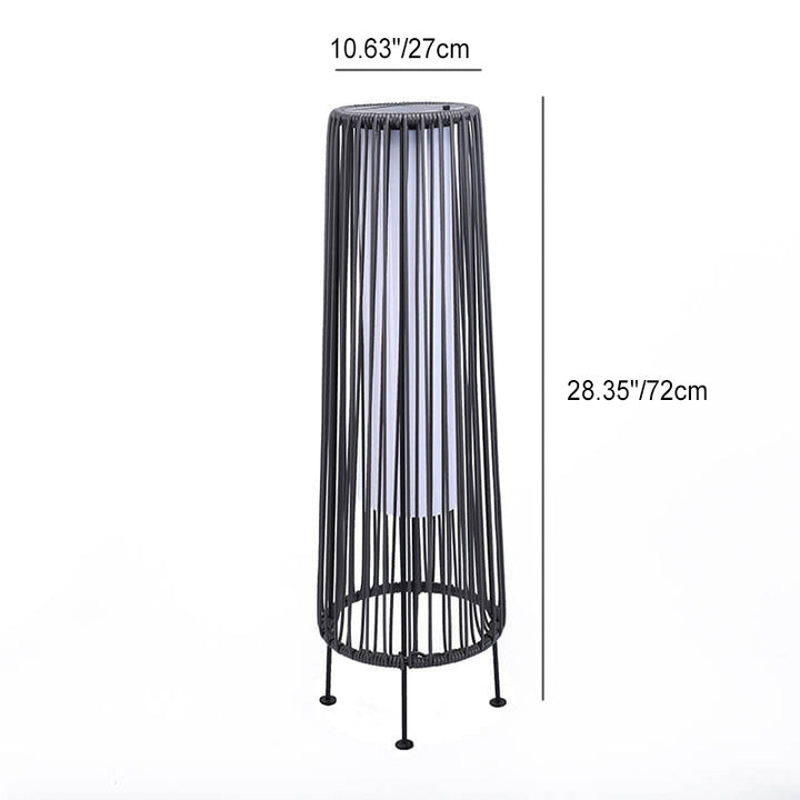 Modern Shabby Chic Solar Round Trapezoidal Iron Rattan Wicker LED Outdoor Light For Outdoor Patio | Kalsten