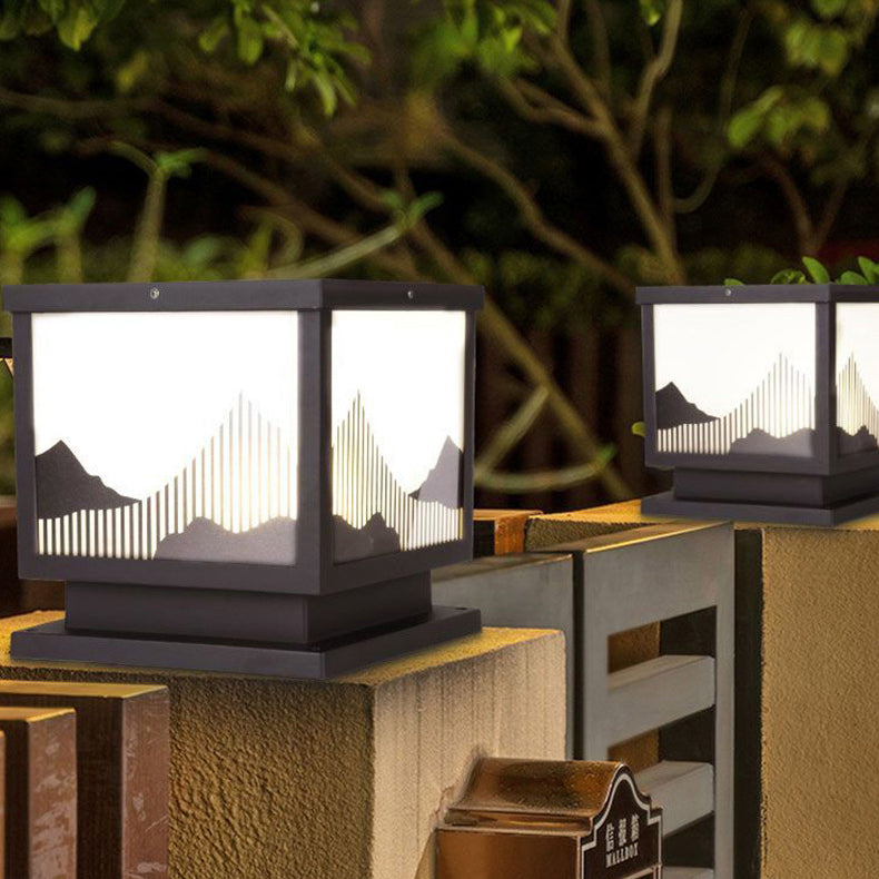 Traditional Chinese Aluminum Glass Square LED Waterproof Solar Landscape Light For Outdoor Patio | Kalsten