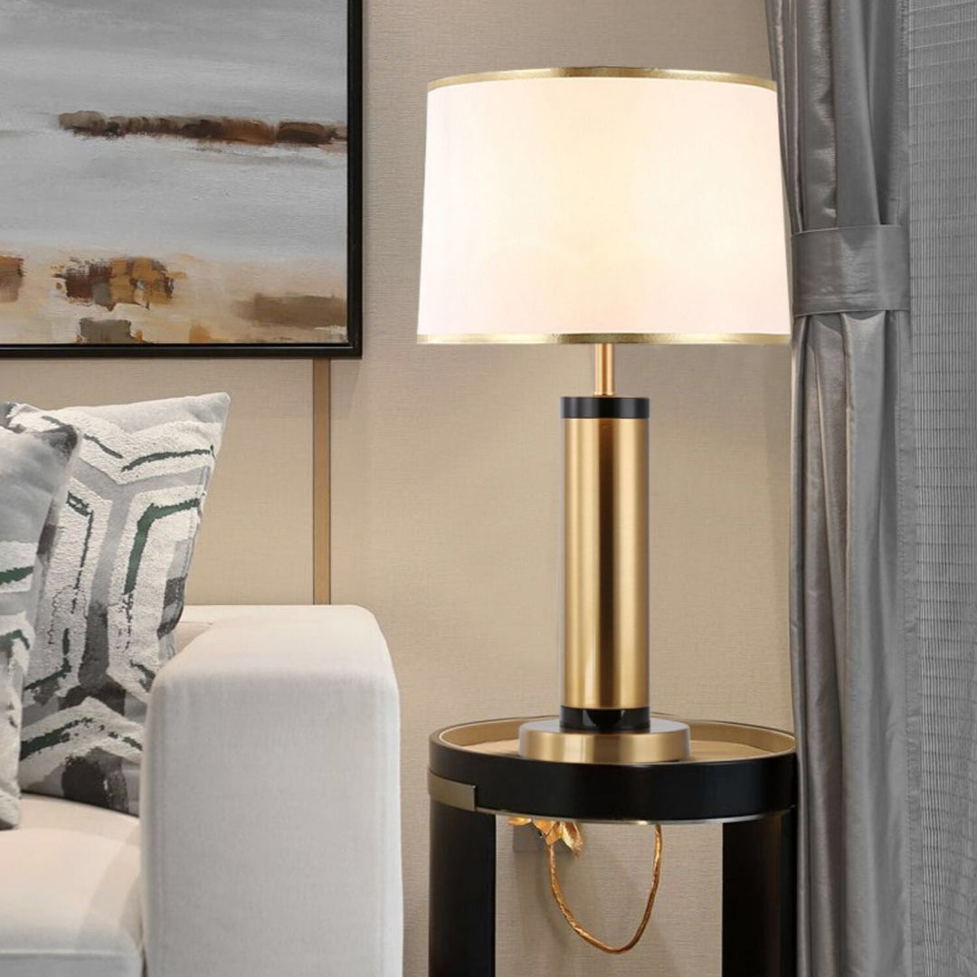 Modern Transitional Cylinder Iron Fabric 1-Light Table Lamp for the Living Room | Kalsten