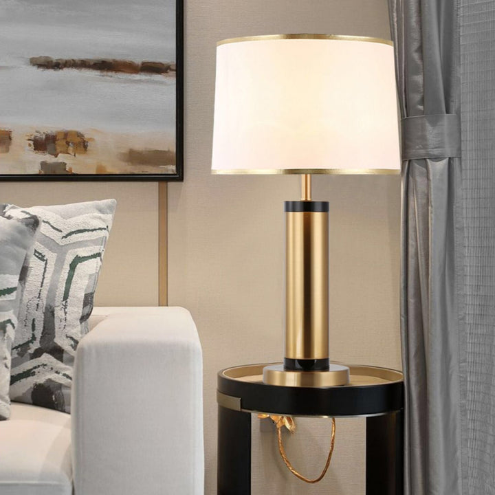 Modern Transitional Cylinder Iron Fabric 1-Light Table Lamp for the Living Room | Kalsten