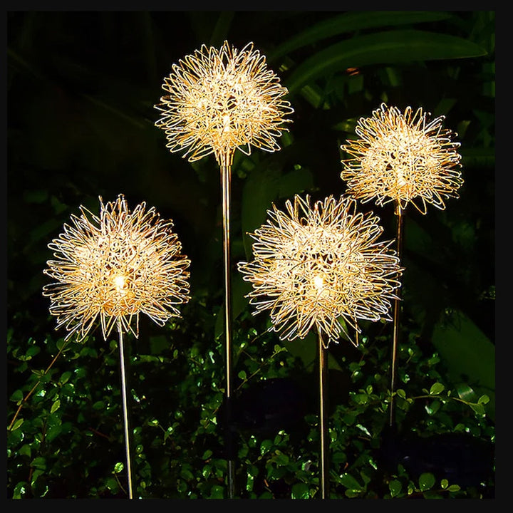 Solar LED Garden Light (2 pieces) Dandelion Design with Spike | Kalsten