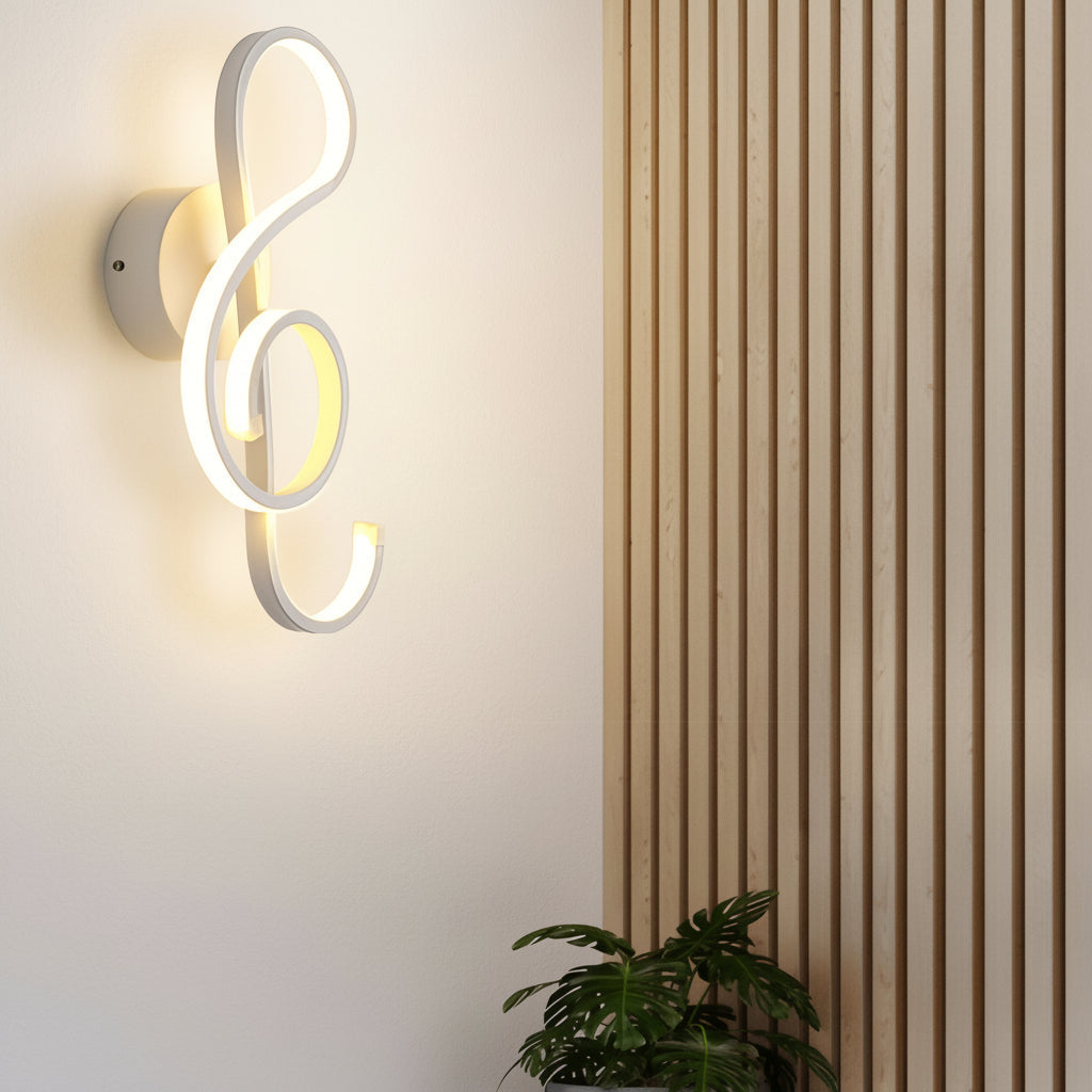 Musical Note LED Wall Sconce – Modern Artistic Music Decor Wall Lamp (Black/White) | Kalsten