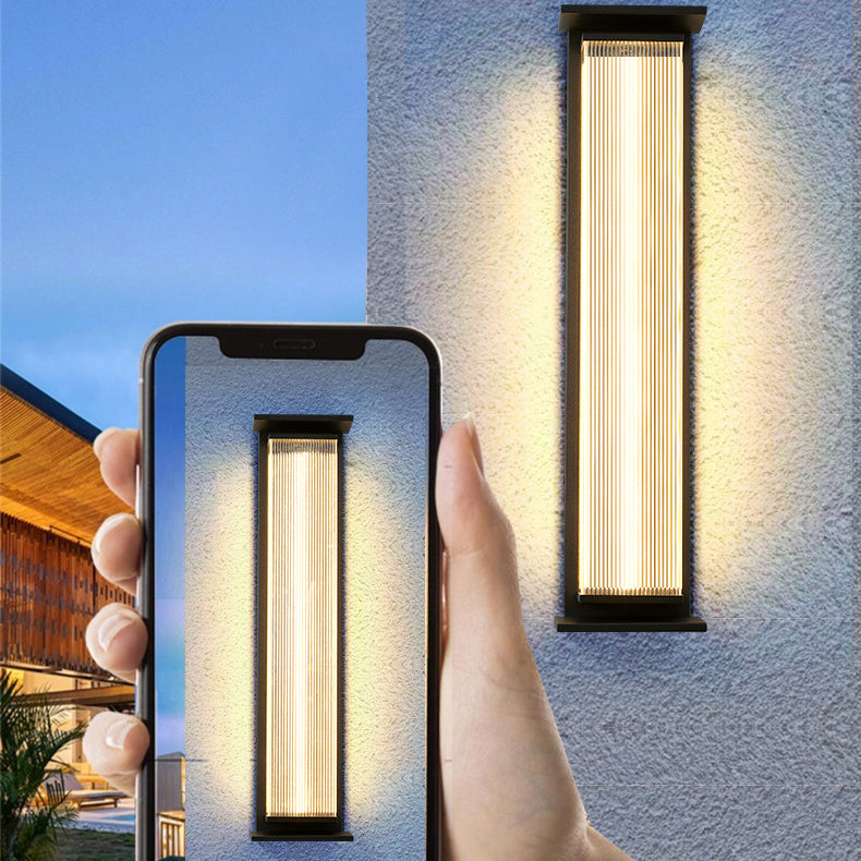 Modern Minimalist Waterproof Rectangular Stainless Steel Acrylic LED Wall Sconce Lamp For Outdoor Patio | Kalsten
