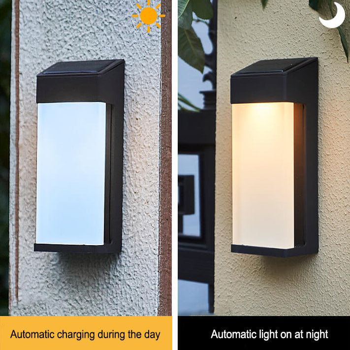 Solar Square Frosted Glass Waterproof Outdoor LED Wall Sconce Lamp | Kalsten