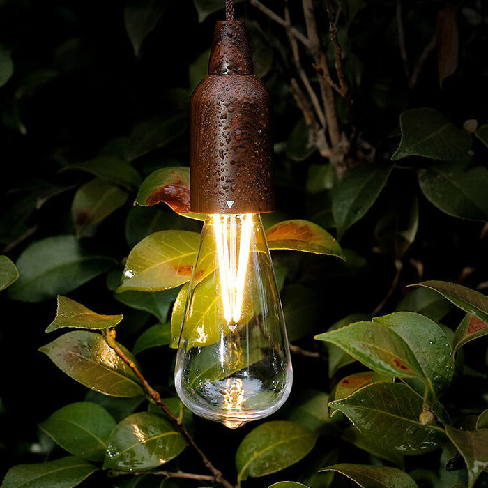 Retro Portable Waterproof Wood Round Cone Battery USB 1-Light Camping Outdoor Light | Kalsten