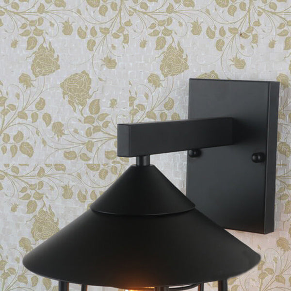 Vintage Industrial Iron Lantern Indoor Outdoor 1-Light Wall Sconce Lamp | Kalsten