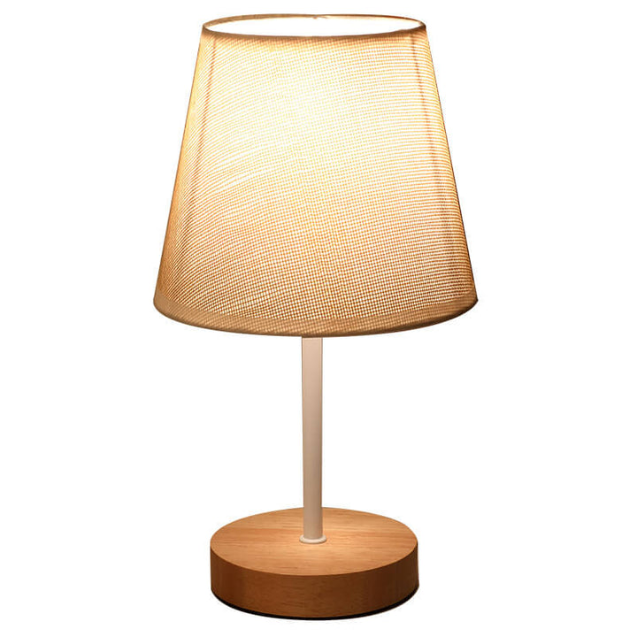 Nordic Vintage Fabric Cone Solid Wood LED Table Lamp | Kalsten
