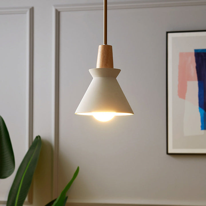 Modern White Concrete Cone Pendant Light | Kalsten