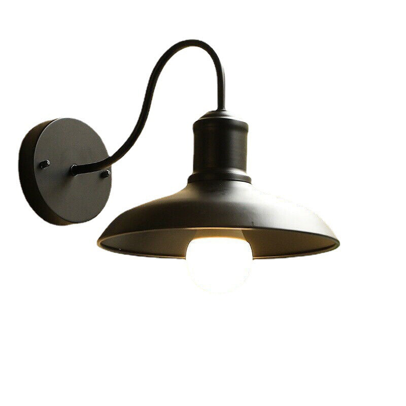 Retro Loft Dome Iron Outdoor Waterproof 1-Light Bent Arm Wall Sconce Lamp | Kalsten