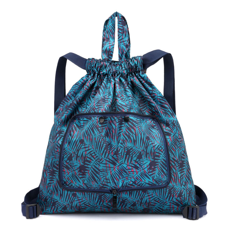 Foldable Printed Nylon Backpack with Drawstring | Kalsten