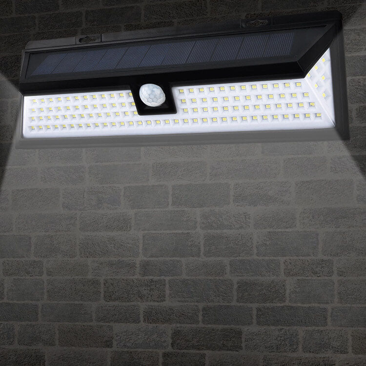 Modern Black Rectangular Human Sensor Solar Waterproof Outdoor Garden LED Wall Light | Kalsten