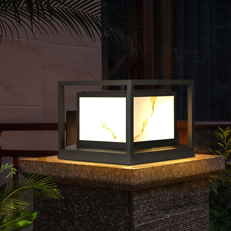 Modern Solar Square Chinese Outdoor Column Head Light LED Lawn Landscape Light | Kalsten