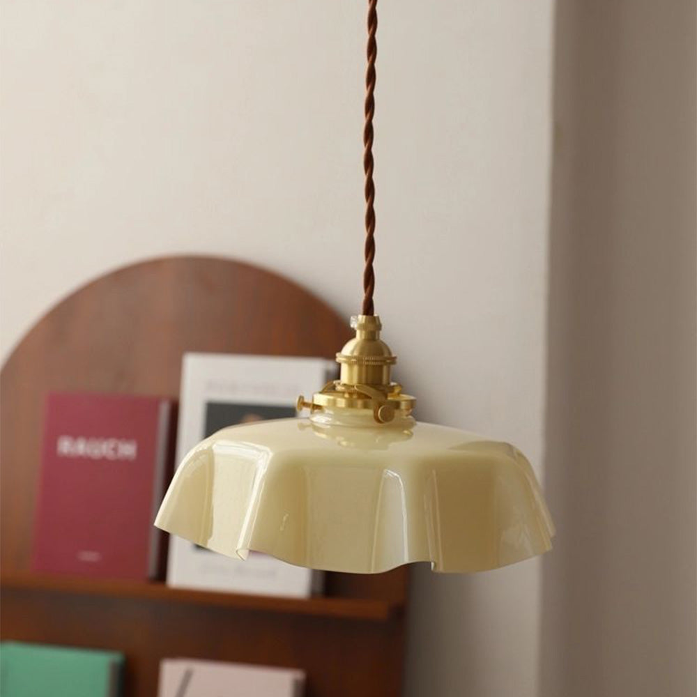 Modern Romantic Small Glass Ribbon Edge Pendant Light For Living Room | Kalsten