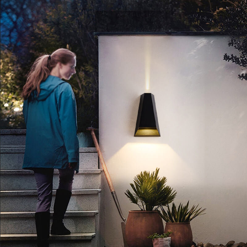 Modern Creative Trapezoid Up and Down Illuminated LED Outdoor Wall Sconce Lamp | Kalsten