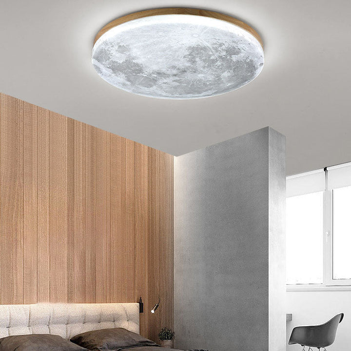Flush Mount Ceiling Light Wood 14.96 in Modern Hallway Living Room Bedroom LED Fixture 24W 2400lm | Kalsten