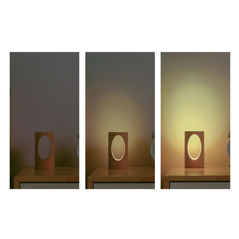 Japanese solid wood rectangular column LED night lamp USB table lamp | Kalsten