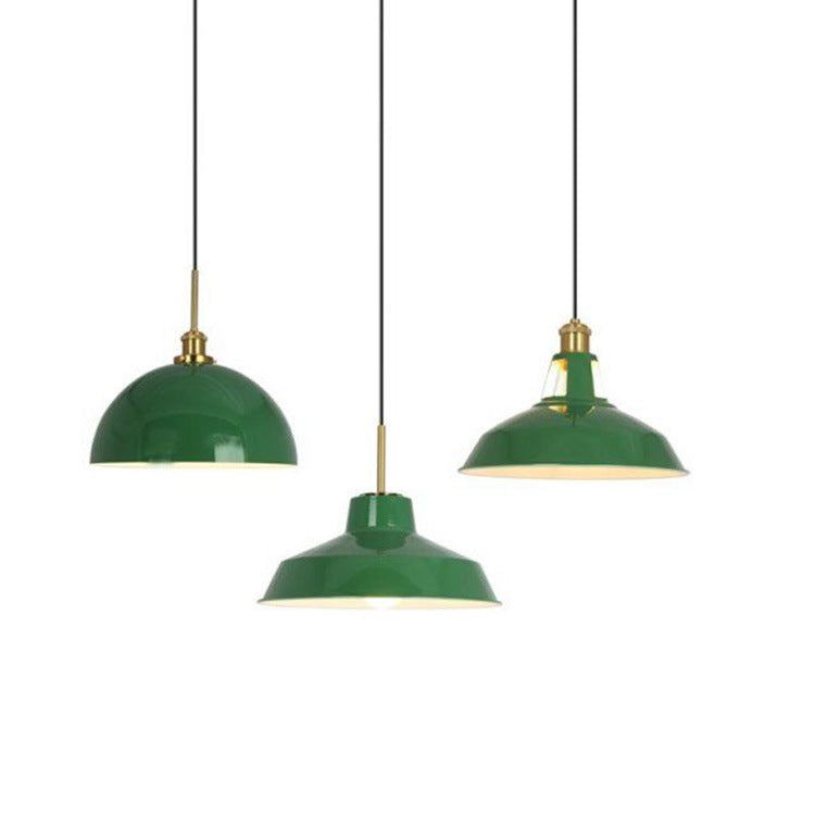 Kalsten | RetroDome Industrial Vintage Pendant Light | Green Iron Dome Design | Single Light | Rustic Ceiling Lighting
