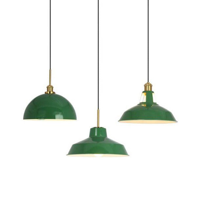 Kalsten | RetroDome Industrial Vintage Pendant Light | Green Iron Dome Design | Single Light | Rustic Ceiling Lighting
