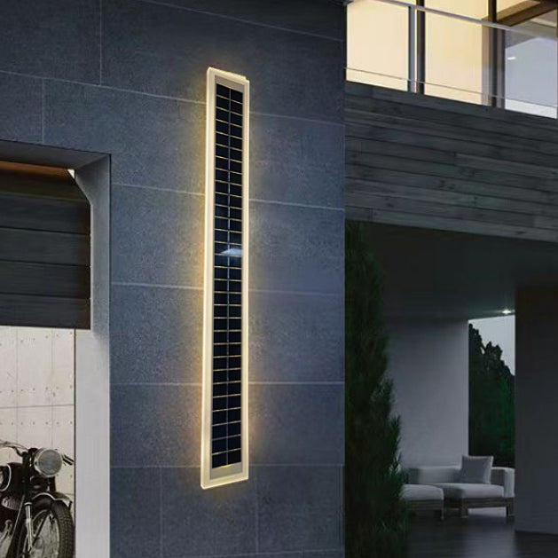 Minimalist Outdoor Solar Rectangular Strip Waterproof Patio LED Wall Sconce Lamp | Kalsten