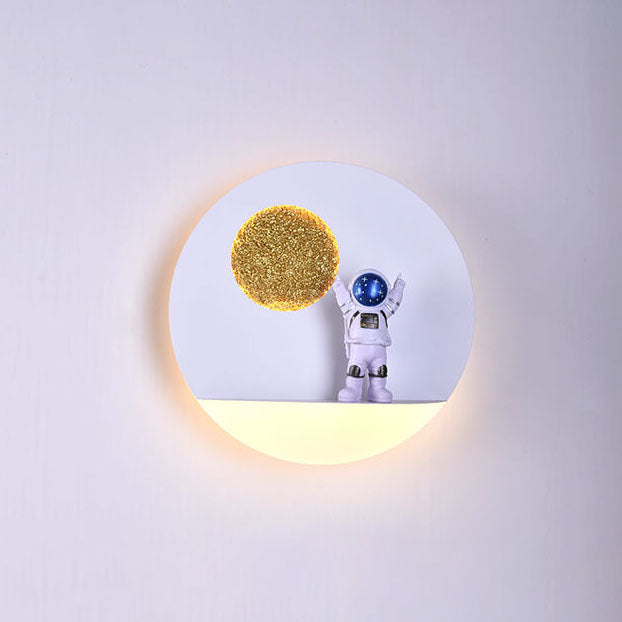 Contemporary Creative Iron Resin Round Astronaut LED Wall Light Lamp for Bedroom | Kalsten