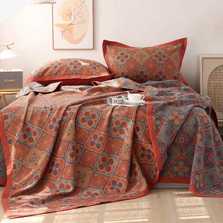 Reversible Cotton Quilt with Petal Flower Pattern – Eco-Friendly Bedding for Summer and All Seasons, Available in Full, Queen, King Sizes 1