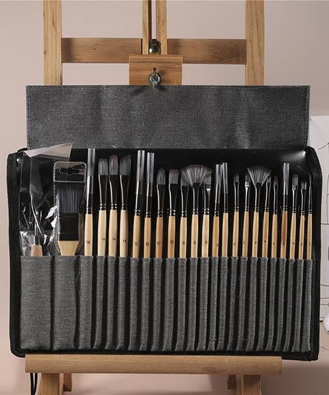 Brush set 24-piece with roll-up case and palette knife | Kalsten
