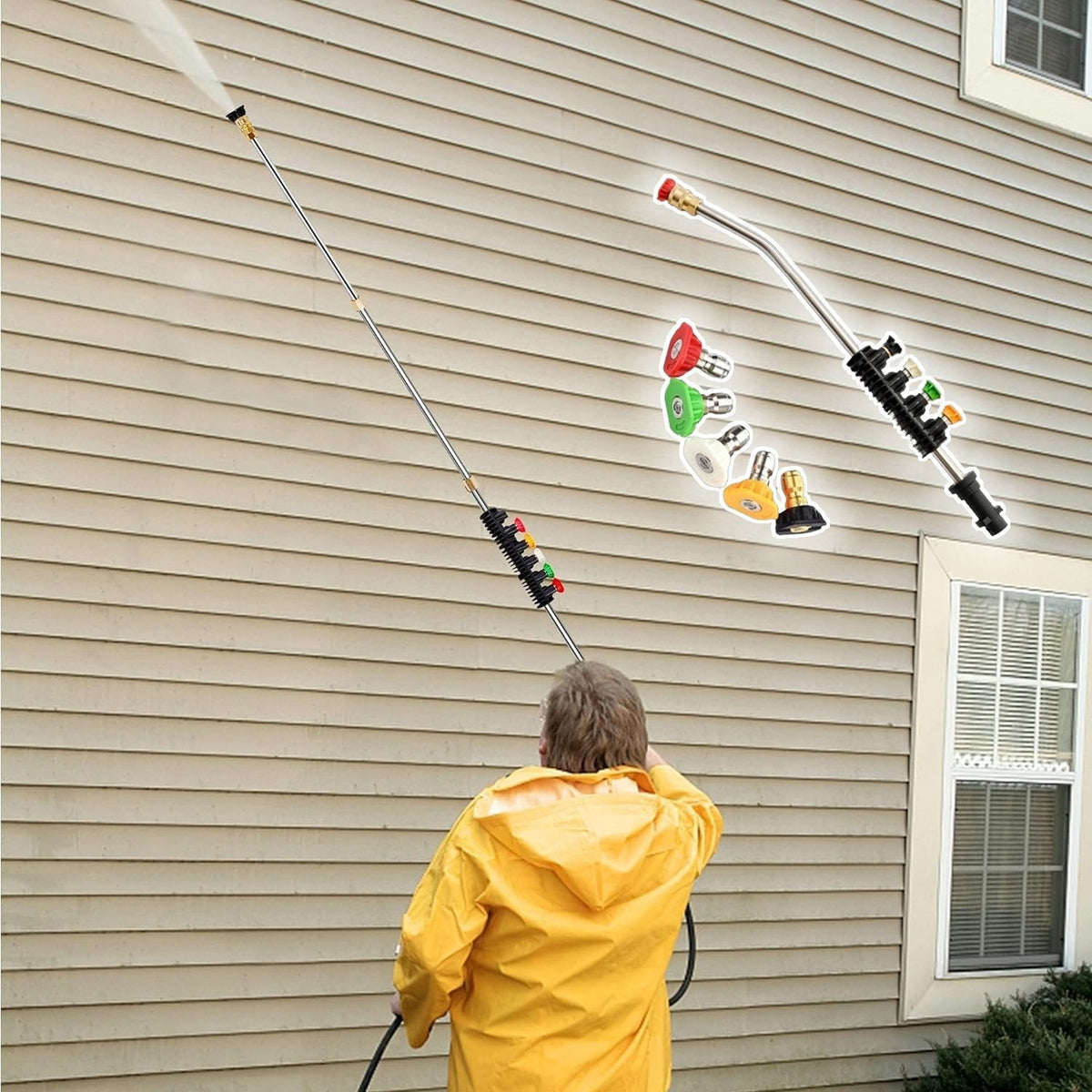 Skanto | 4000 PSI Telescopic Pressure Washer Wand Kit for Gutter, Roof, and Wall Cleaning