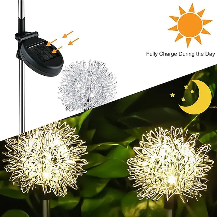 Solar LED Garden Light (2 pieces) Dandelion Design with Spike | Kalsten