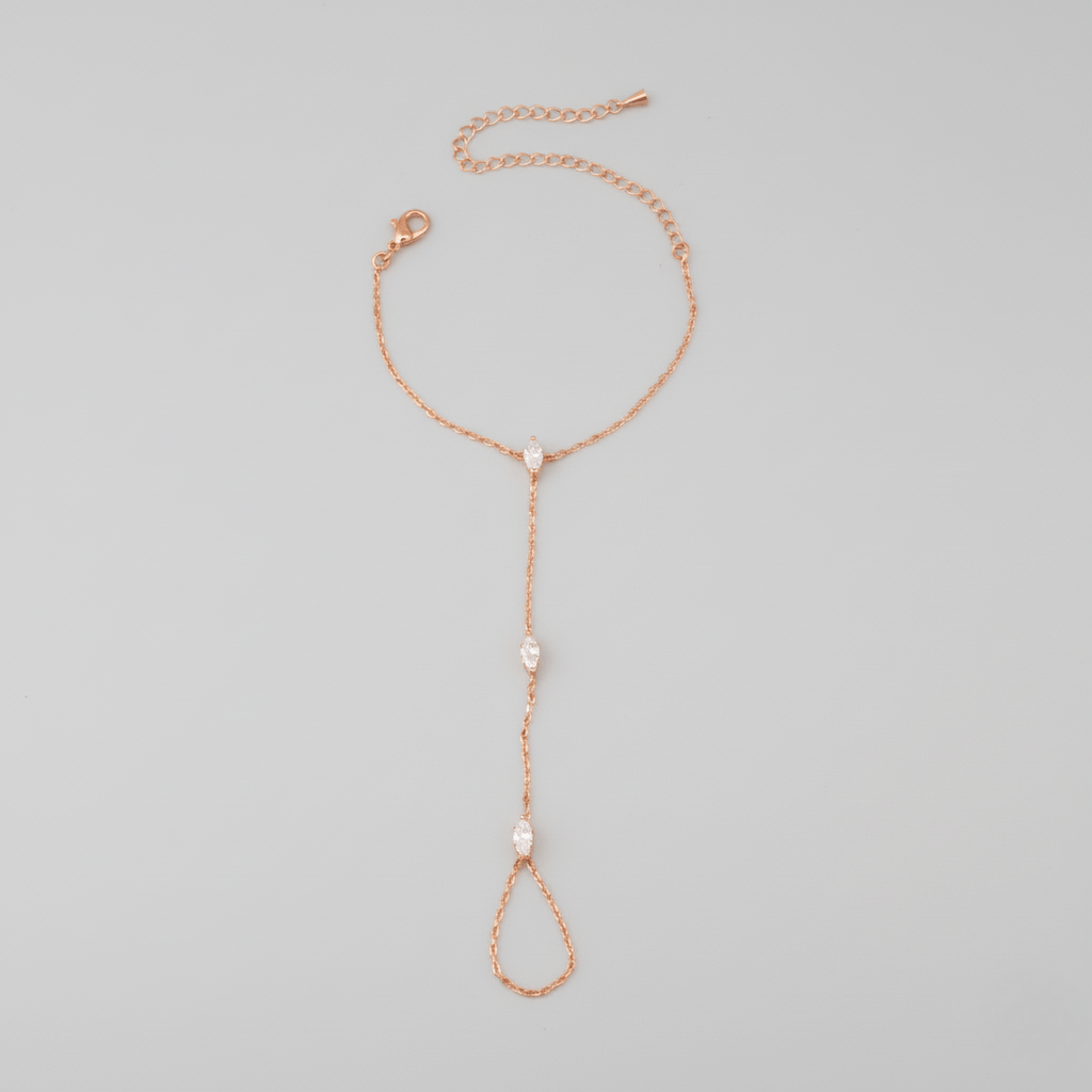 Kalsten | Adjustable Finger Ring Bracelet made of Stainless Steel with Crystals