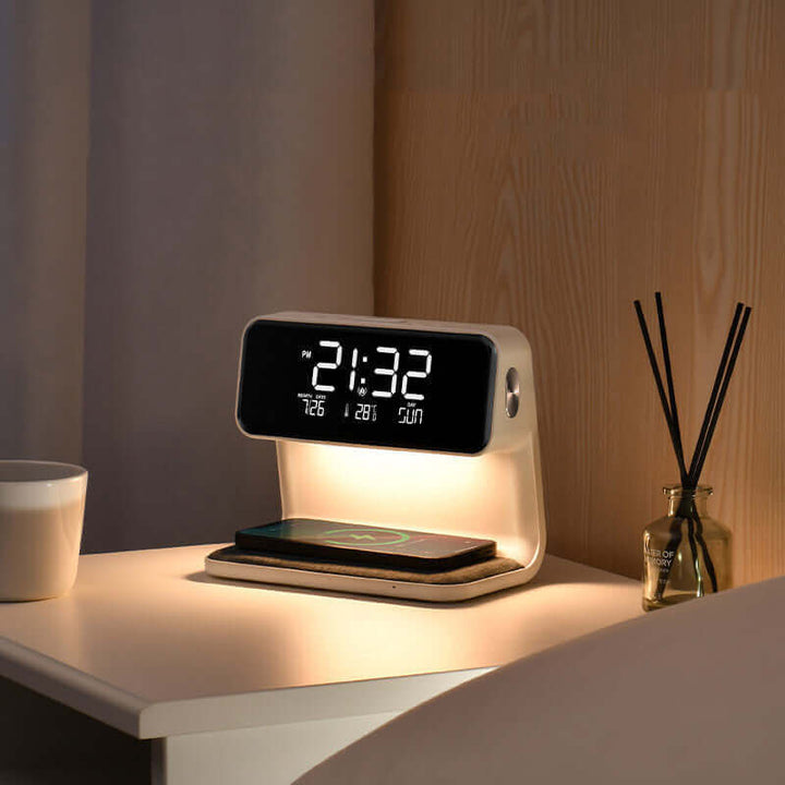 Creative 3 In 1 Bedside Lamp Wireless Charging LCD Screen Alarm Clock  Wireless Phone Charger | Kalsten