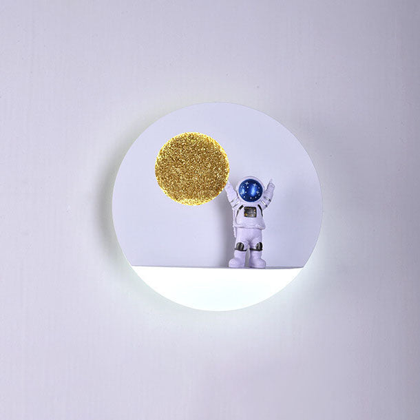 Contemporary Creative Iron Resin Round Astronaut LED Wall Light Lamp for Bedroom | Kalsten