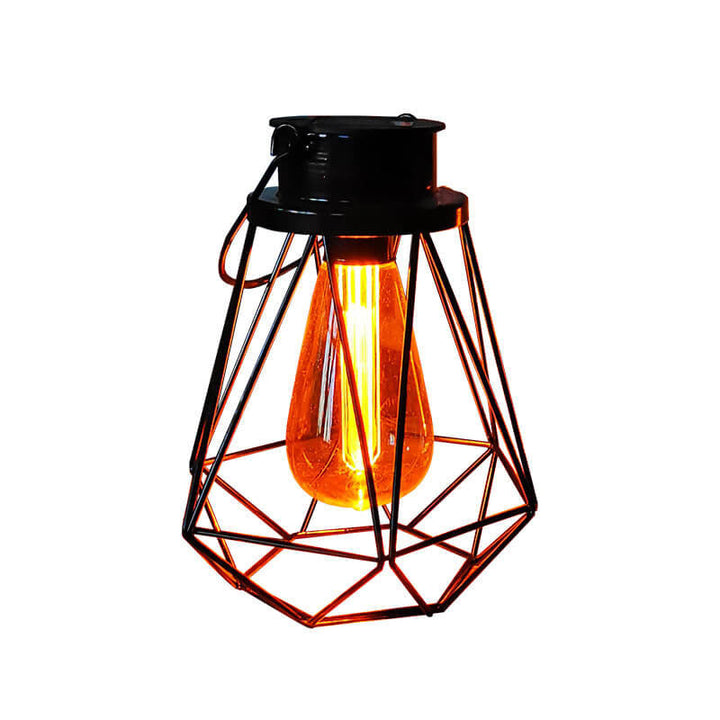 Solar Retro Iron Lantern Geometry LED Decorative Outdoor Landscape Light | Kalsten