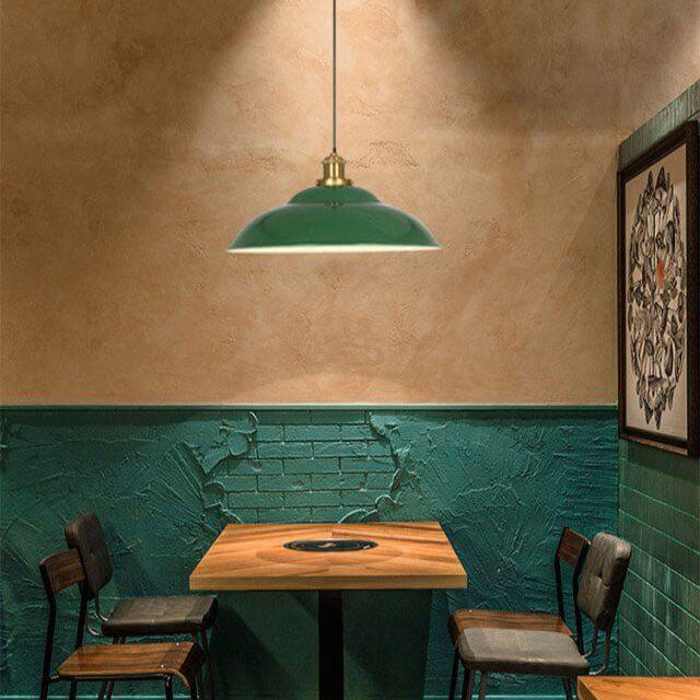 Kalsten | RetroDome Industrial Vintage Pendant Light | Green Iron Dome Design | Single Light | Rustic Ceiling Lighting